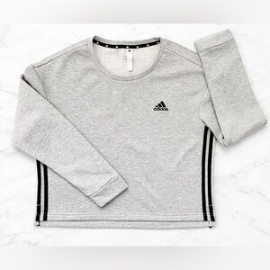 ADIDAS PRIME-GREEN Boxy Cropped 3-Stripe Sweatshirt - Grey Heather - M